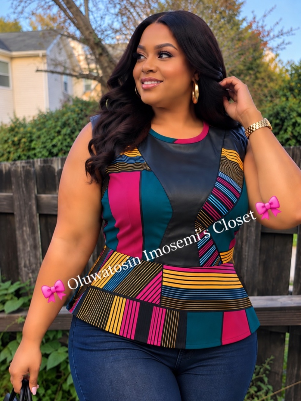 Vibrant Mosaic Peplum Top